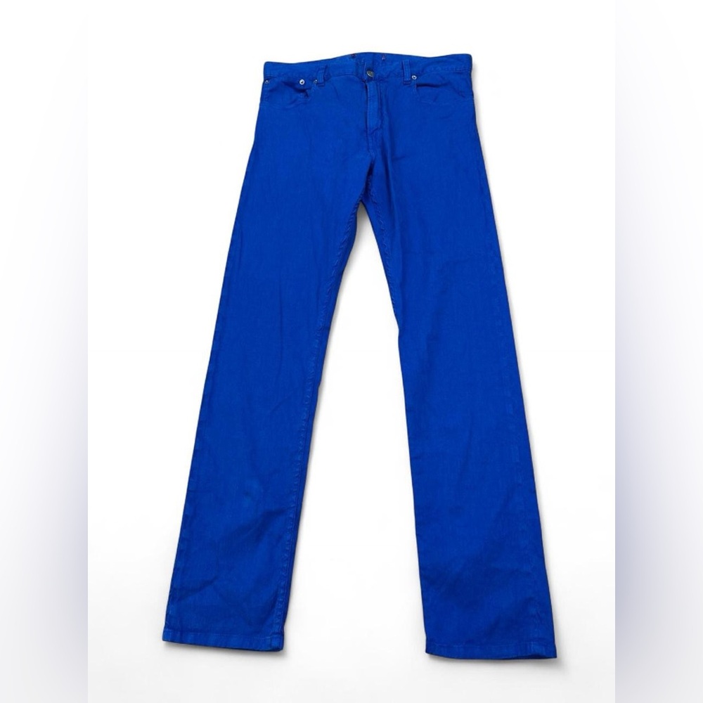 Ralph Lauren Purple Label Men’s Blue Slim Fit Linen-Cotton Jeans 35x32